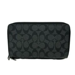 COACH(コーチ) 財布 シグネチャー柄 F93504 ダークグレー×黒 レザー