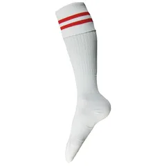 [A.D.ONE] サッカー ソックス フットサル フットボール ストッキング 抗菌防臭 吸汗速乾 メンズ 子供 キッズ ジュニア 靴下 スポーツ ADS ホワイト/レッド 22-24cm 0