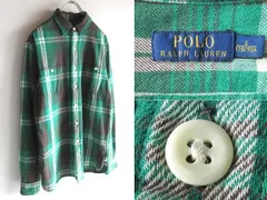 POLO RALPH LAUREN ポロ ラルフローレン コットン チェックシャツ ネルシャツ ワークシャツ S グリーン 緑 国内正規品