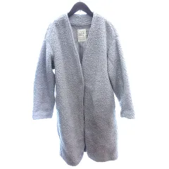 スタディオクリップ Studio Clip ボアコートノーカラー  ロング 総裏地 L グレー /AU