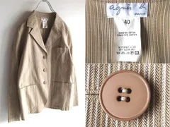 希少 ビンテージ agnes b. アニエスベー ジャガードストライプ 3Bテーラードジャケット ブレザー フレンチカバーオール 40 ベージュ 日本製