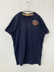 HOLLISTER ホリスター Tシャツ/カットソー M ネイビー 無地 ワンポイント ブランドロゴ 刺繍 ミドル丈 半袖 Vネック