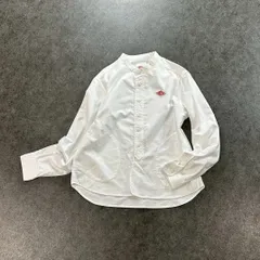 日本製 DANTON ダントン 長袖シャツ オックスフォード ブラウス バンドカラー ロゴ刺繍 ホワイト 白 コットン レディース #JD-3565 TRD