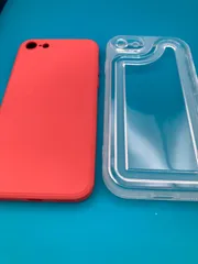 iPhone SE 第2世代 第3世代 ケース レッド クリア起毛加工 ソフトケース セットiPhone7 iPhone8対応