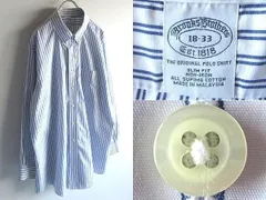 Brooks Brothers ブルックスブラザーズ SLIM FIT スリムフィット NON-IRON スーピマコットン ストライプシャツ BDシャツ 18-33 ブルー 青白