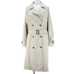 ユニクロ UNIQLO トレンチコート ロング丈 XL ナチュラルベージュ 無地 ダブルボタン 裏地