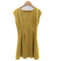 ロイヤルパーティー ROYAL PARTY ワンピース ミニ丈 フレンチスリーブ Uネック スエード調 無地 F マスタード /YK27