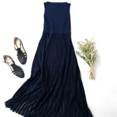 anuans アニュアンス シースルーデザインニットワンピース ネイビー (47Y＋9408)26N☆