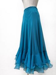 薔薇レース】新品 社交ダンス用裾サテンテープ 黒ロングスカートb234