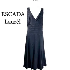 高級　エスカーダ　ローレル　ESCADA LAUREL　オケージョンドレス　フォーマルワンピース　ロングワンピース　ノースリーブ　黒　ブラック　34　ポーランド製のサムネイル