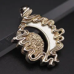 Q715 ヴィンテージ SILVER刻印 ペンダント トップ ムーン 三日月 ゴールドカラー デザイン シルバー チャーム ヘッド