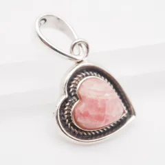 Q960 インカローズ ロードクロサイト 925刻印 ペンダント トップ ハート デザイン シルバー チャーム ヘッド ヴィンテージ