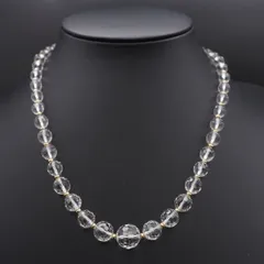 Q159 水晶 SILVER刻印 ネックレス ミラーボールカット ゴールド デザイン 1月誕生石