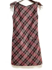 バーバリー　BURBERRY　LONDON　ノバチェック　ノースリーブ　ワンピース　ホースロゴ　Ｌサイズ　ブラウン×レッド　送料無料