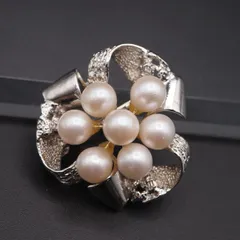 Q162 淡水真珠 パール SILVER刻印 2way ブローチ ペンダントトップ シルバー デザイン コサージュ 6月誕生石
