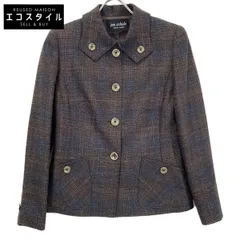 jun ashida ジュンアシダ ﾌﾞﾗｳﾝ×ﾌﾞﾙｰ SJ0315 ｼﾙｸｳｰﾙ ﾁｪｯｸ ｼﾞｬｹｯﾄ 7