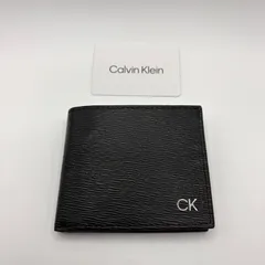 【タグ付き極美品】Calvin Klein カルバンクライン 二つ折り財布 CKロゴ 黒 ブラック レザー RFID メンズ