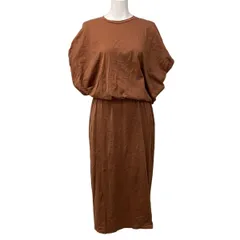 ENFOLD(エンフォルド) ワンピース サイズ36 S レディース美品  - ブラウン クルーネック/半袖/ロング