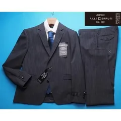 新品10.8万円 大手百貨店扱い 日本製 春夏『チェルッティ 伊製生地』ウール100% ストライプ スーツA7灰(C) 1707661のサムネイル