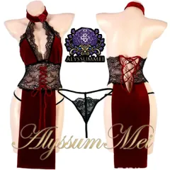 Tバック付きセクシー光沢ベロアチャイナ服キャバドレスコスプレ衣装　黒レースチャイナ服　ルームウエア　ランジェリー　クリスマス会パーティーサンタコスチューム　ハロウインコスプレ大人レディース　写真撮影　イベント仮装　ステージ衣装　パーティードレス　新年会　撮影会