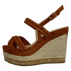 JIMMY CHOO(ジミーチュウ) サンダル 35 レディース - オレンジ ウェッジソール