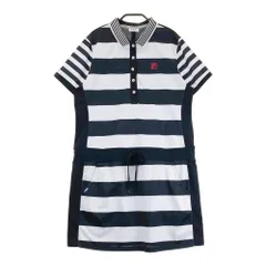 サイズ：LL FILA GOLF フィラゴルフ  半袖ワンピース ボーダー柄 ブラック系 [240101637120] ゴルフウェア レディース ストスト