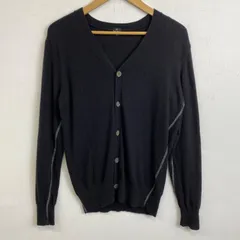 PS Paul Smith ポールスミス カーディガン ニット ウール レーヨン アンゴラ Vネック 長袖 ステッチ メンズ M ブラック系 B823