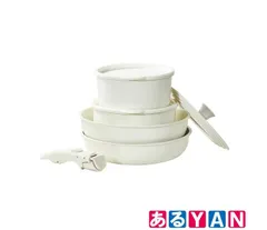 (新品未使用) CAROTE カローテ フライパン 深型フライパン ポット 兼用ガラス蓋 シール蓋 取っ手 8点セット IH ガス火対応 ICE cream アイボリー NM-5014 4975970263815