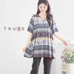 【新入荷】【新品】【未使用】【送料込】TRUBE ペイズリーラインプリントチュニック【M~L】ブラック