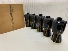 未使用】輪島塗 菖蒲蒔絵 ショウブ蒔絵 吸物椀 5客 汁椀/お椀 漆器
