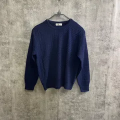 【Y-193】ROUNN RUPPEE Lサイズ 立体編み ニット セーター ネイビー 丈53cm 秋冬 レディース トップス 上品 シンプル