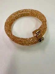 【中古品】 SWAROVSKIスワロフスキー クリスタルダスト ダブルバングル ゴールド ファッション小物 アクセサリー ブレスレット ブレス 現状品