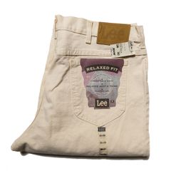 デッドストック 90's USA製 リー Lee 205 ナチュラル デニムパンツ (38x30) 生成り系 ストレート リラックスフィット 90年代 アメリカ製 アメリカ古着 USED ビンテージ ヴィンテージ