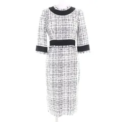 ★あーちゃん様専用ページ★極美品★DOLCE&GABBANA ドルチェ＆ガッバーナ F6J0KT アルパカ モヘア混 カットオフ 半袖 ロング丈 ツイード ワンピース ホワイト ブラック 36 イタリア製 正規品 レディース