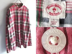Brooks Brothers Red Fleece ブルックスブラザーズ コットン マドラスチェック バンドカラーシャツ L ピンク 国内正規品