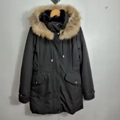 ZARA ザラ TRF ティーアールエフ OUTER WEAR WINTER PARKA 中綿 ロング コート 裏ボア ファー着脱可 アウター レディース L ブラック系 B817のサムネイル