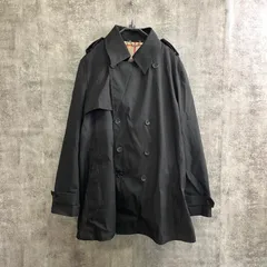 【k-118】ブラックトレンチコート黒8XL相当超ビッグサイズ大きいサイズ裏地チェック柄ダブルボタンロングコート秋冬春アウター