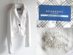 BURBERRY LONDON BLUE LABEL バーバリーブルーレーベル ホースロゴ刺繍 ノバチェック裏地 スウェット 1Bテーラードジャケット 38 ホワイト