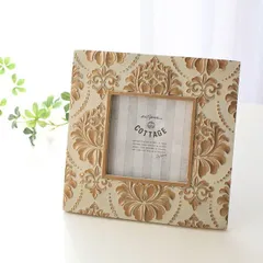 フォトフレーム 写真立て 壁掛け 卓上 ましかく 正方形 スクエア ミニ 小さい 89×89mm 9×9cm アンティーク おしゃれ 写真たて フォトスタンド クラシック ゴールド エレガント インテリア ギフト アンティークなフォトフレーム アイボリー S