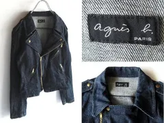 agnes b. アニエスベー ストレッチデニム ライダースジャケット ブルゾン インディゴ チュニジア製 国内正規品