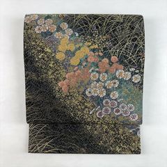 袋帯 正絹 金糸 菊 桜 橋 波文 六通 礼装 フォーマル 訪問着 留袖 振袖 