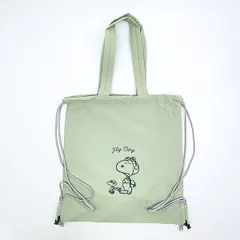 スヌーピー チェックリバーシブルナップザック グリーン リュック SNOOPY