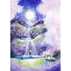 みみ様専用水彩画 三日月と空にのびる花の道 値段は※900円です - メルカリ