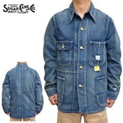 シュガーケーン/草木染め砂糖黍デニムカバーオール袖裏模様刺繍/月桂樹