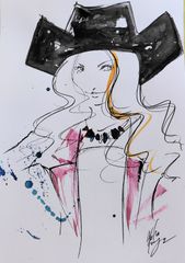 Original painting #397 Women's painting Western Watercolor Drawing Fashion Interior