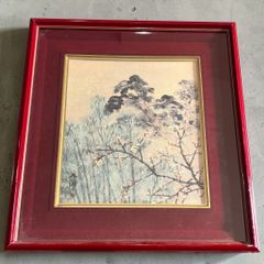 日本画 額装 梅の図 落款あり - メルカリ