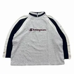 チャンピオン スウェット メンズ Lサイズ グレー ブラック ハーフジップ 90s ビンテージ トレーナー