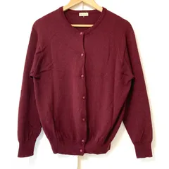 80s！90s！ヴィンテージ◎ (^w^)b Burberrys バーバリー ウール100% フルボタン クルーネック ニット カーディガン 薄手 シンプル カジュアル ビジネス オフィス 通勤 通学 長袖 トップス ボルドー メンズ 男性 M