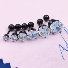 【ゴールド 4/6/8㎜ 3ペアセット】[Adelina Style] ピアス レディース 人気 1粒 6爪 キュービックジルコニア スタッドピアス サージカルステンレス つけっぱなし イヤリング 金属アレルギー対応 両耳