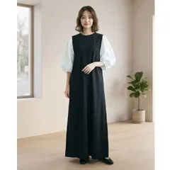 【在庫処分】黒白ロングワンピース 長袖 保管ジワあり Lサイズ